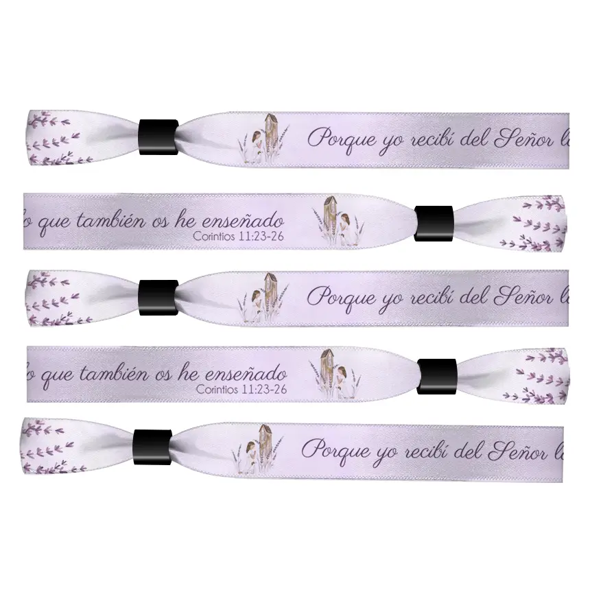 pulseras de tela sublimadas con temática de comunión