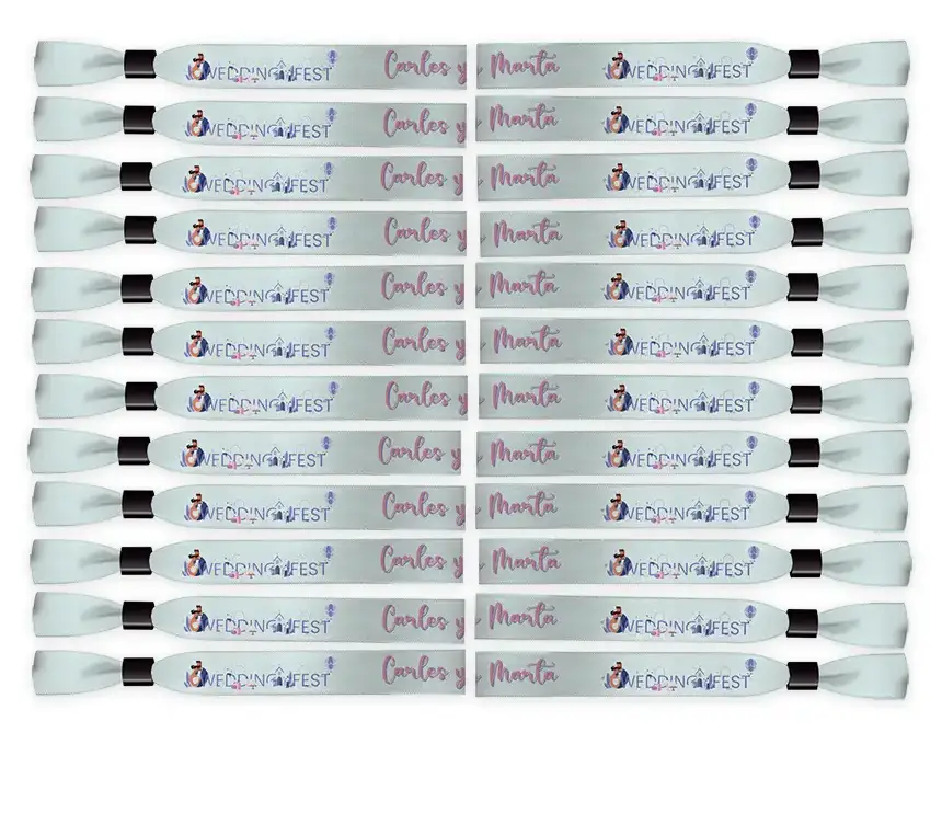 pulseras de tela personalizadas para celebrar una boda
