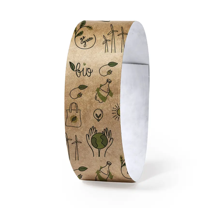 pulsera de tyvek kraft personalizada con motivos ecológicos